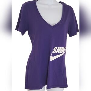 Firefly Nostalgia Shiny Purple Vneck Tshirt Large NWOT #057